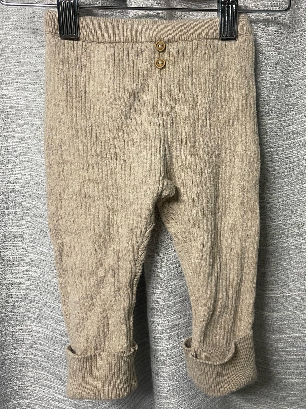 Zara Ribbed Knit Leggings in Beige